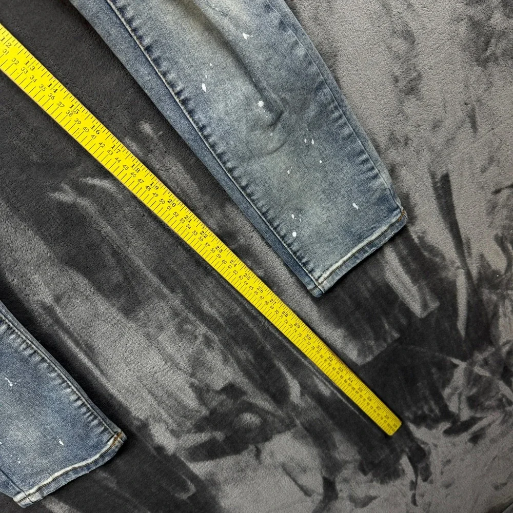 Purple Brand P001 Skinny Jeans Mens 32 Blue Good Distressed Paint Splatter